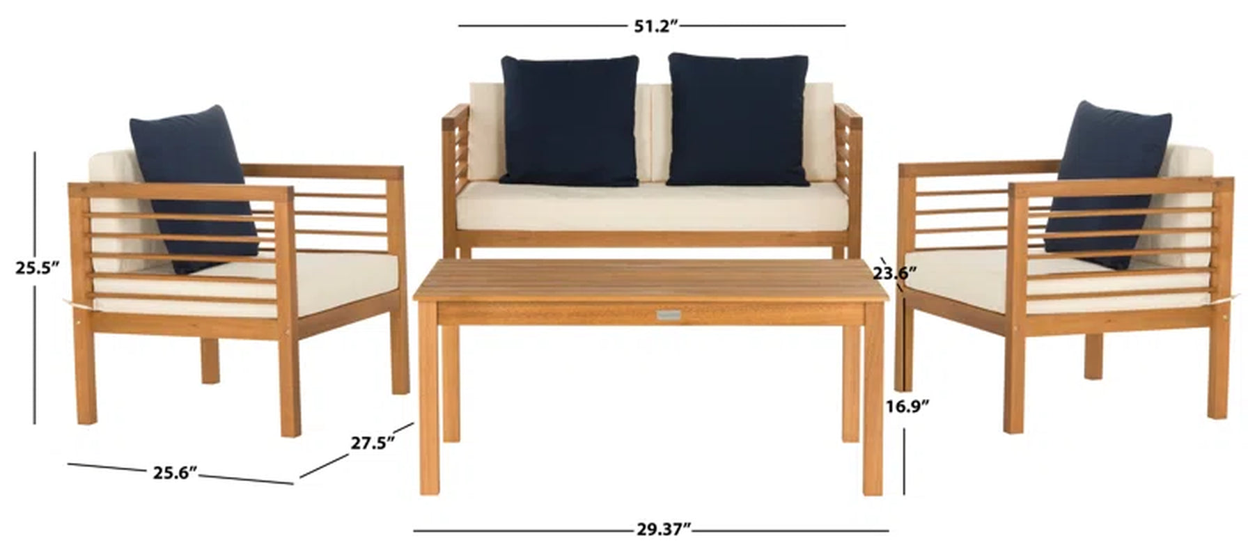 Outdoor Weatherproof 4 Piece Patio Sofa Set With Cushions