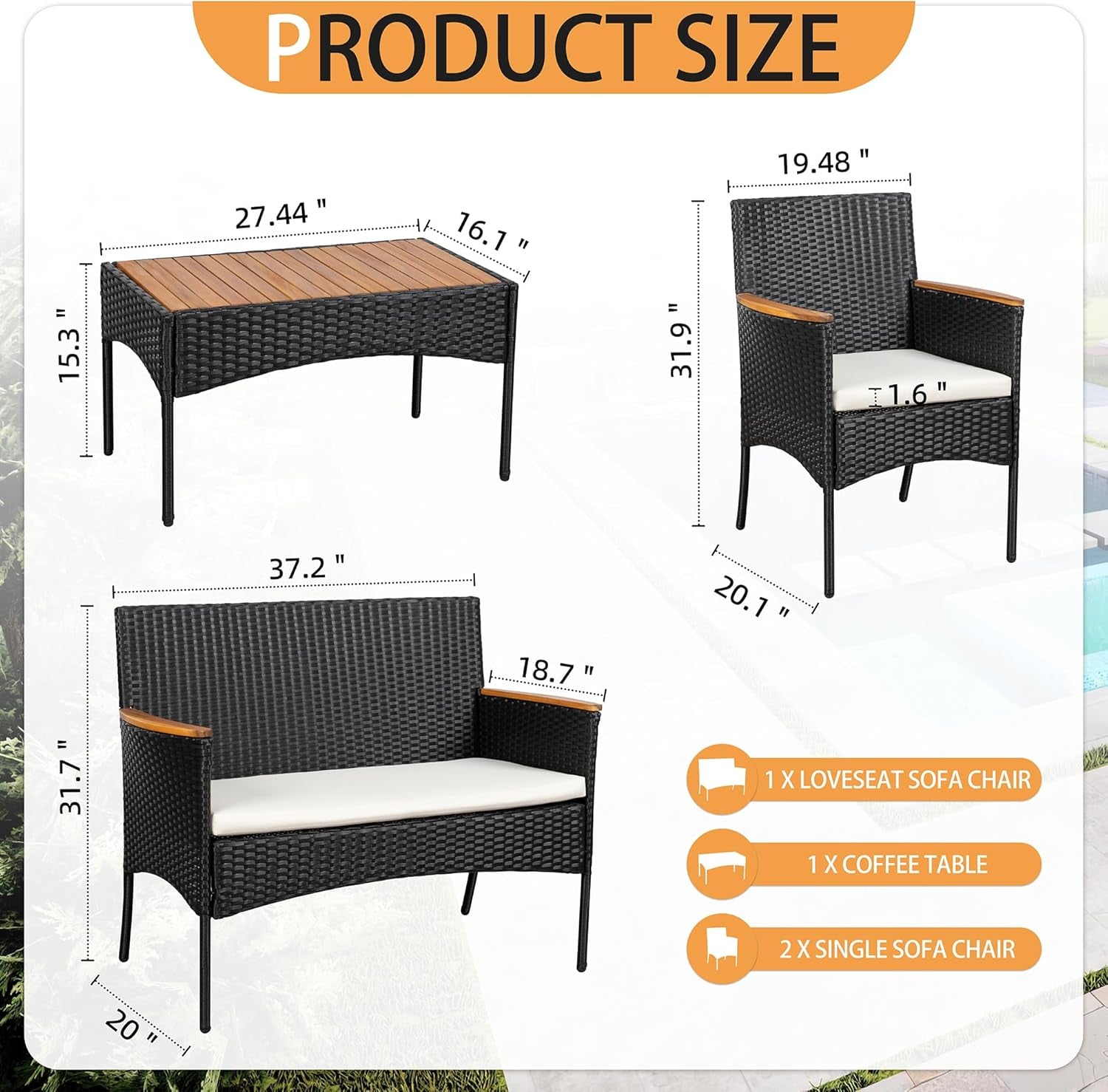 Outdoor Wicker Patio Furniture Set with Cushions