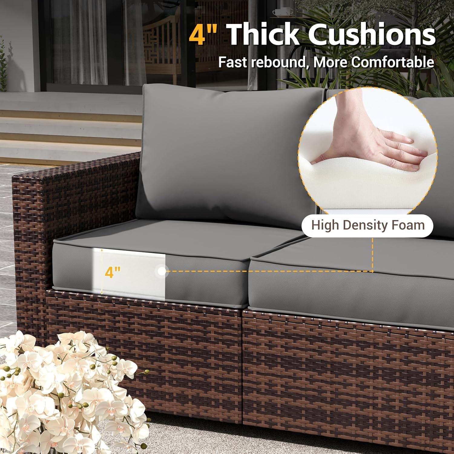 Outdoor Wicker Rattan Sofa Set for Patio Enjoyment