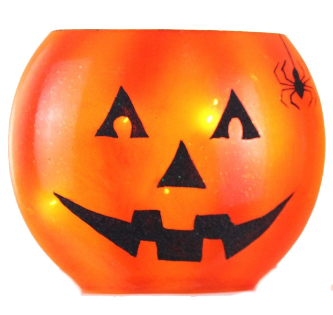 Oval Lighted Jack-o-Lantern Vase - 7 x 4 x 6.5 - 5 Teeth