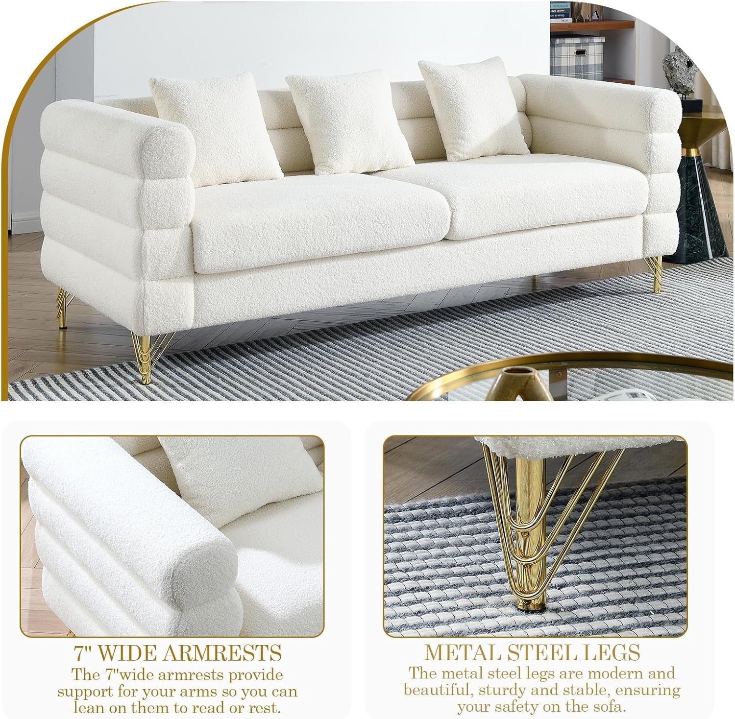 Oversize White Two To Three Seater Sofa Set With Deep Seats