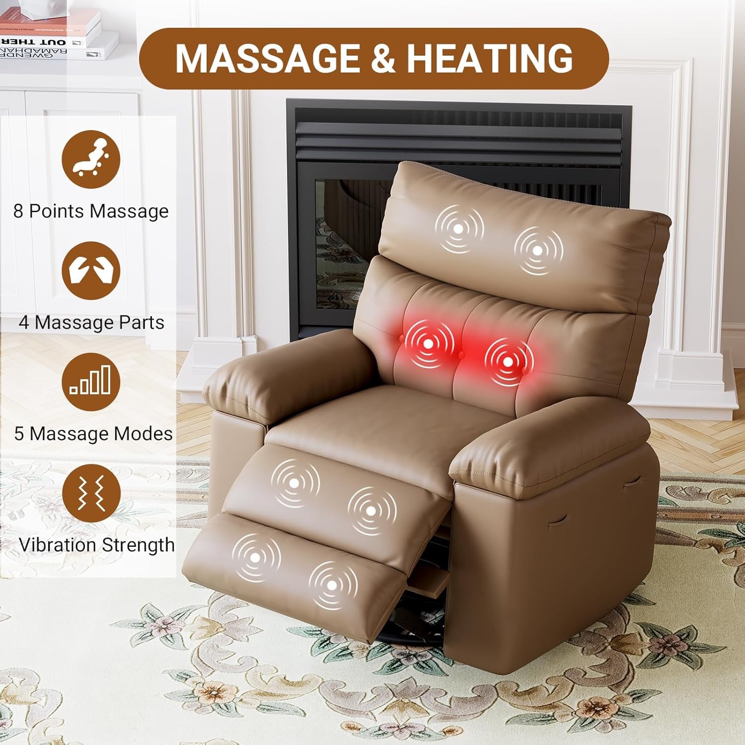 Oversized Electric Massage Recliner Chair With 360 Swivel
