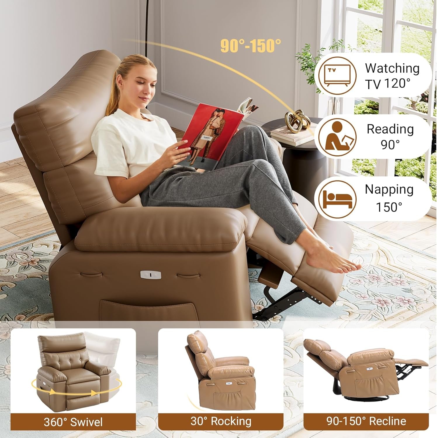 Oversized Electric Massage Recliner Chair With 360 Swivel