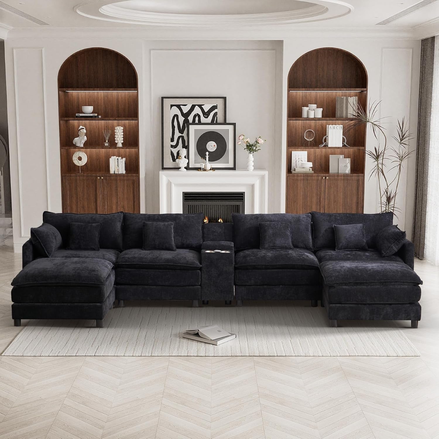 Oversized U Shape Cloud Sectional Sofa with Ottoman