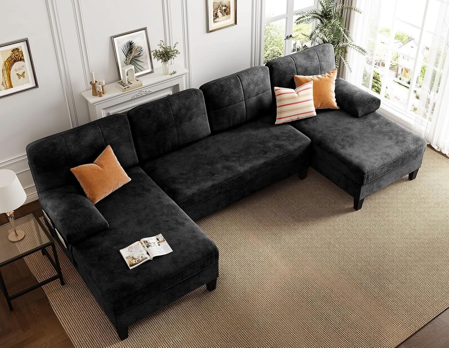 Oversized U Shaped Sectional Sofa with Storage Pockets