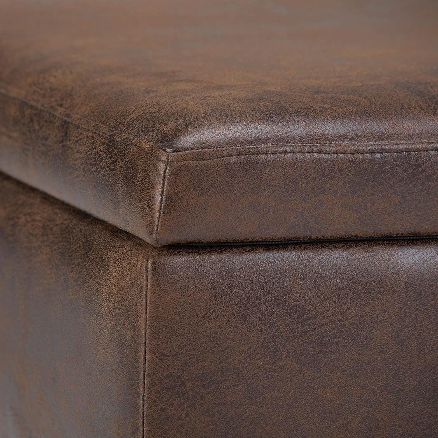 Owen 34 Distressed Chestnut Brown Coffee Table Ottoman