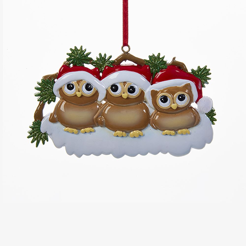 Owl Family of 3 Ornament For Personalization