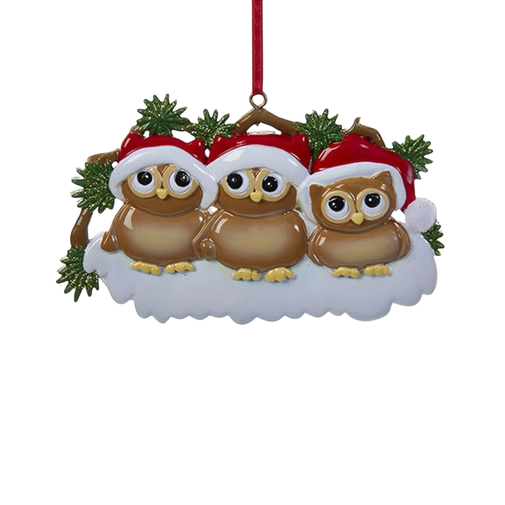 Owl Family of 3 Ornament For Personalization