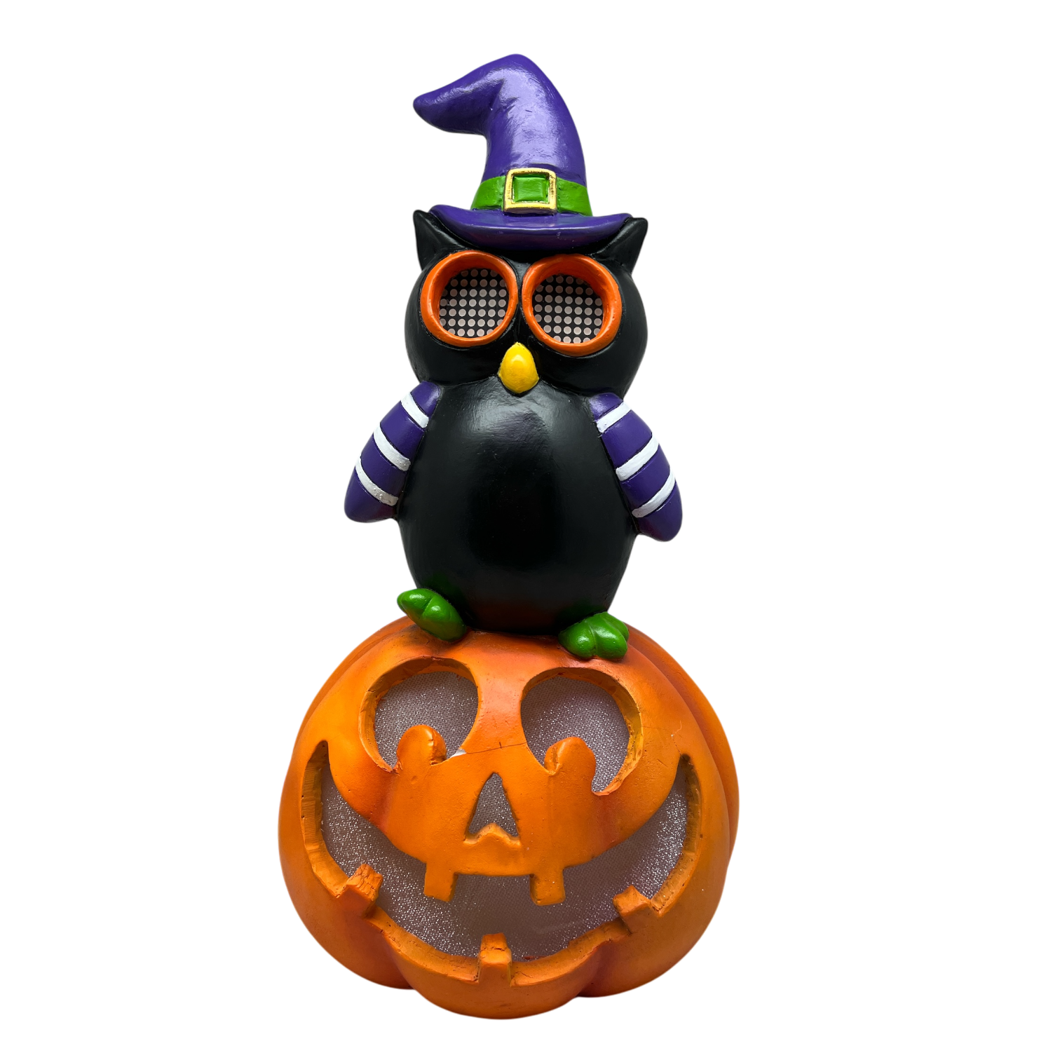 Owl On Pumpkin With Moving Digital Eyes