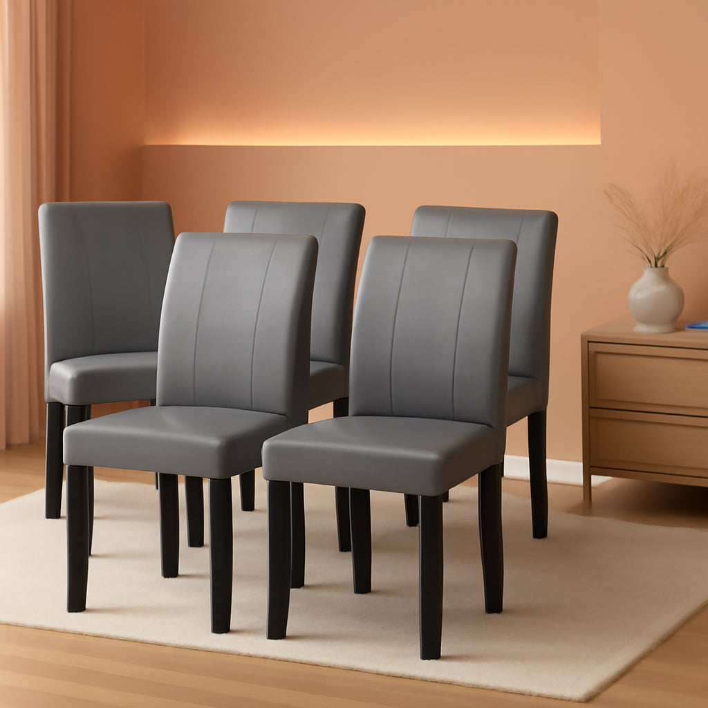 PU Leather Kitchen Chairs Set Of 4 Grey Dining Chairs