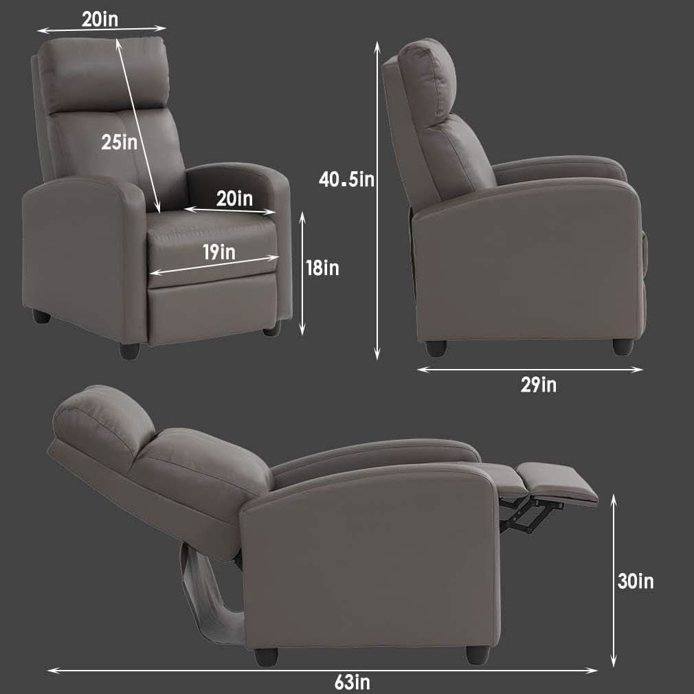 PU Leather Recliner Chair With Padded Seat And Backrest