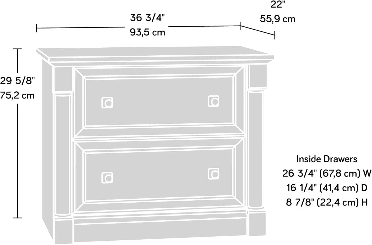 Palladia 2 Drawer File Cabinet Split Oak Finish Home Office