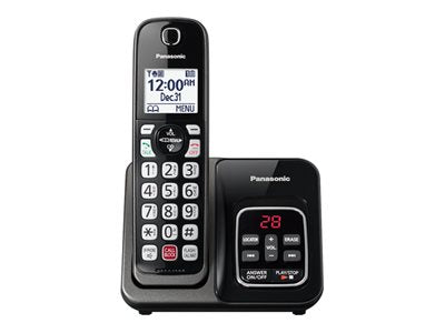 Panasonic KX-TGD830 - Cordless phone - answering system with caller ID - 3-way call capability - metallic black