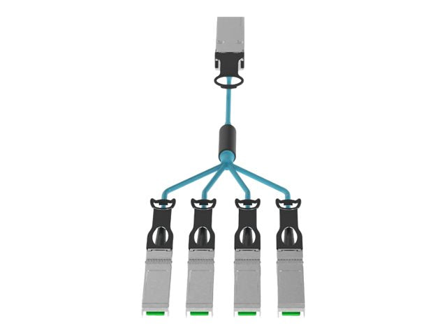 Panduit - Breakout cable - QSFP+ to SFP+ - 7 m - 0.1 in - fiber optic - OM3 - Active Optical Cable (AOC) - aqua AX83NQPSPAQM007