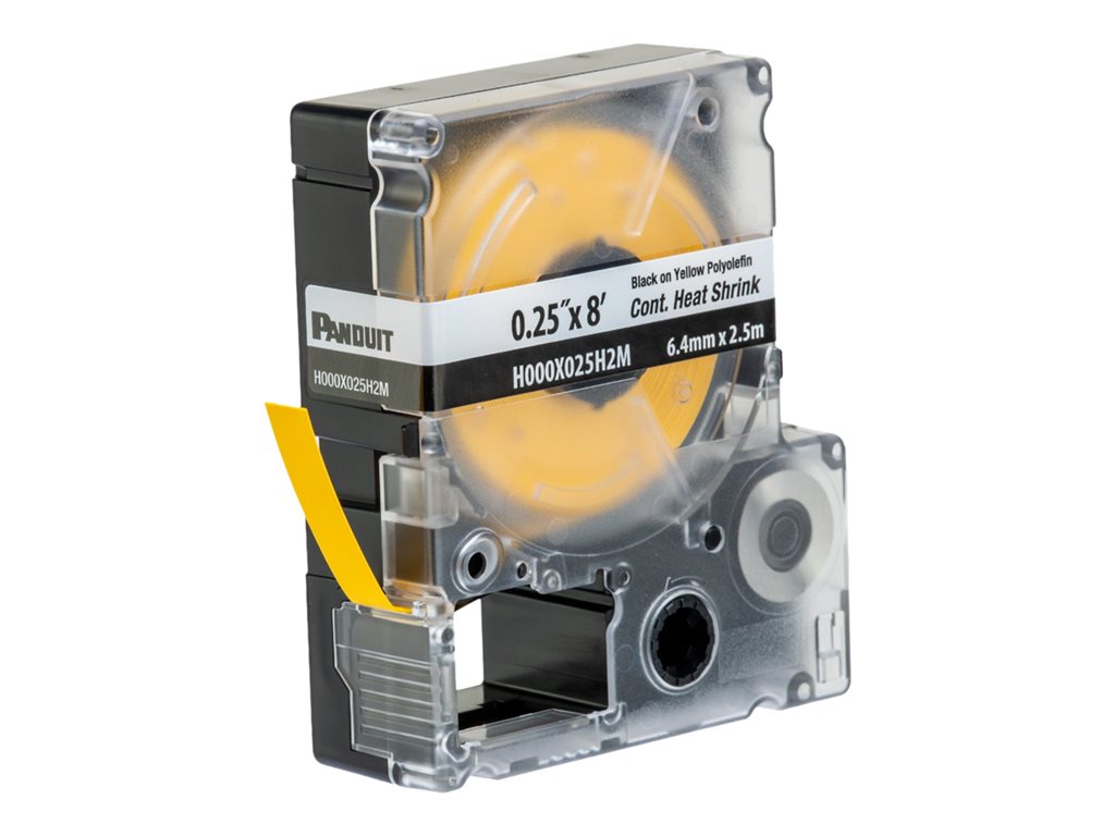 Panduit PXE - Polyolefin - black on yellow - Roll (0.25 in x 8 ft) 1 cassette(s) heat shrink tube tape H000X025H2M