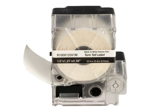 Panduit PXE Turn-Tell - Vinyl - acrylic adhesive - 4.5 mil - clear, black on white - 1 in x 1.25 in 1 cassette(s) (1 roll(s) R100X125V1M