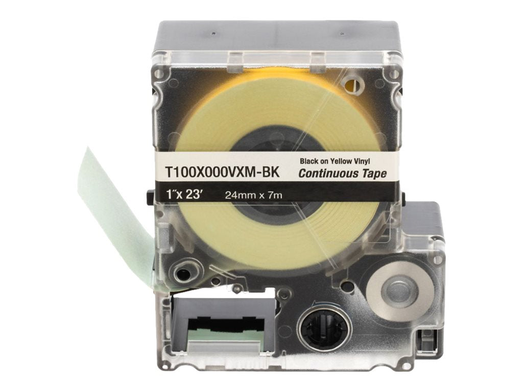 Panduit PXE - Vinyl - black/yellow - Roll (0.9 in x 23 ft) 1 roll(s) continuous tape cassette (pack of 5) T100X000VXM-BK