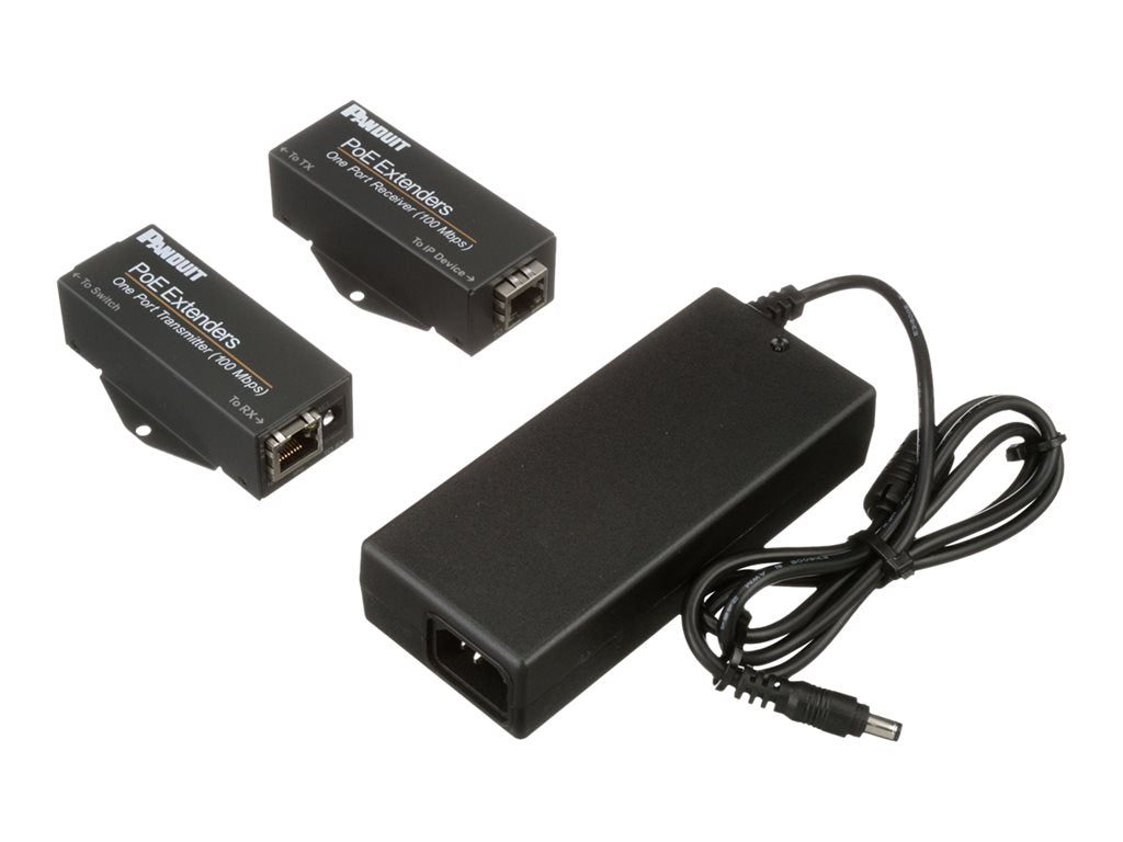 Panduit PoE Extender - Transmitter and receiver - network extender - 100Mb LAN - 10Base-T, 100Base-TX - 1 ports - up to 2000 POEXKIT1-NP