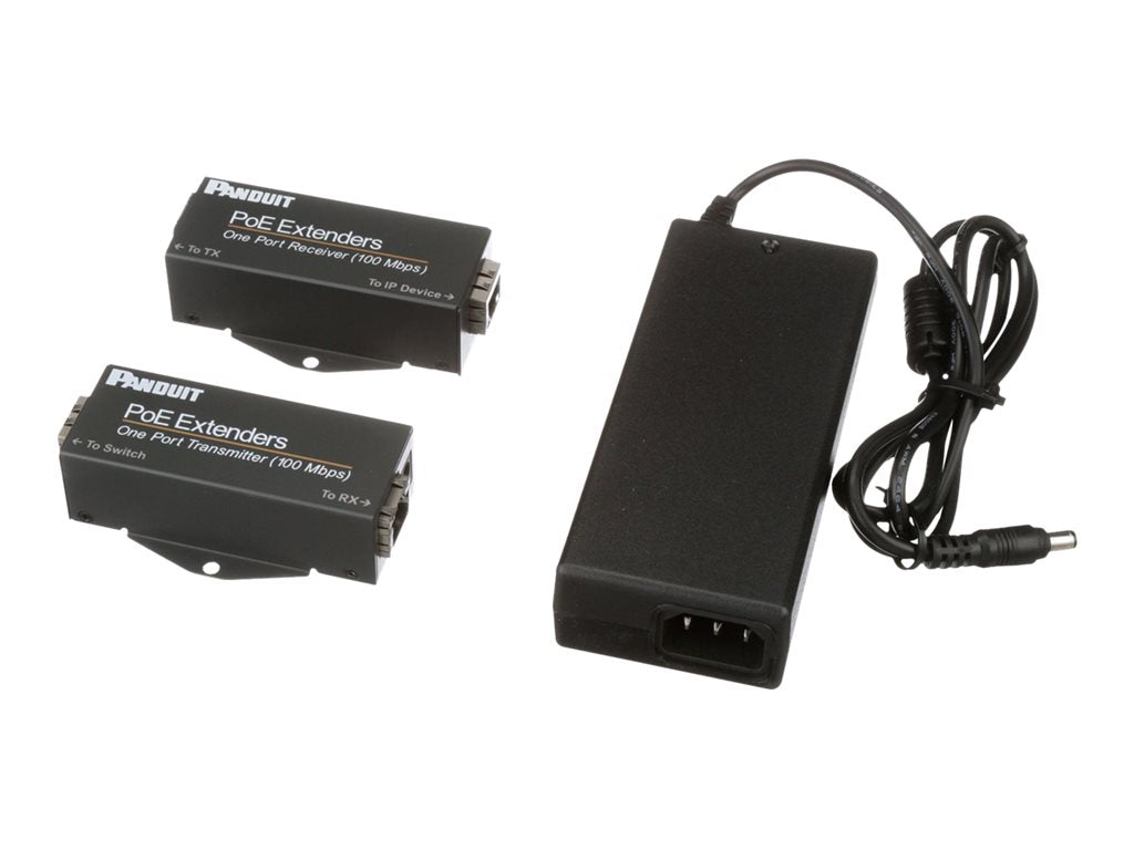 Panduit PoE Extender - Transmitter and receiver - network extender - 100Mb LAN - 10Base-T, 100Base-TX - 1 ports - up to 2000 POEXKIT1-NP
