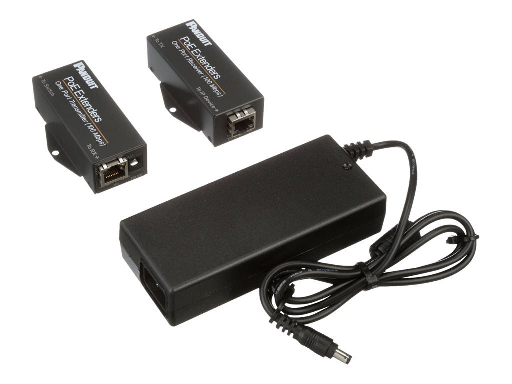 Panduit PoE Extender - Transmitter and receiver - network extender - 100Mb LAN - 10Base-T, 100Base-TX - 1 ports - up to 2000 POEXKIT1-NP