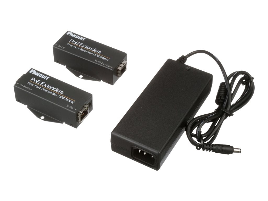 Panduit PoE Extender - Transmitter and receiver - network extender - 100Mb LAN - 10Base-T, 100Base-TX - 1 ports - up to 2000 POEXKIT1-NP