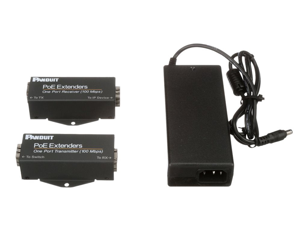 Panduit PoE Extender - Transmitter and receiver - network extender - 100Mb LAN - 10Base-T, 100Base-TX - 1 ports - up to 2000 POEXKIT1-NP