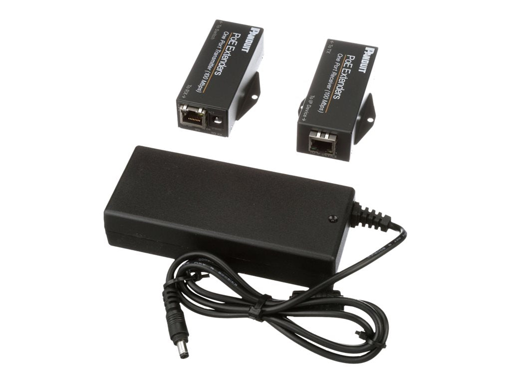 Panduit PoE Extender - Transmitter and receiver - network extender - 100Mb LAN - 10Base-T, 100Base-TX - 1 ports - up to 2000 POEXKIT1-NP