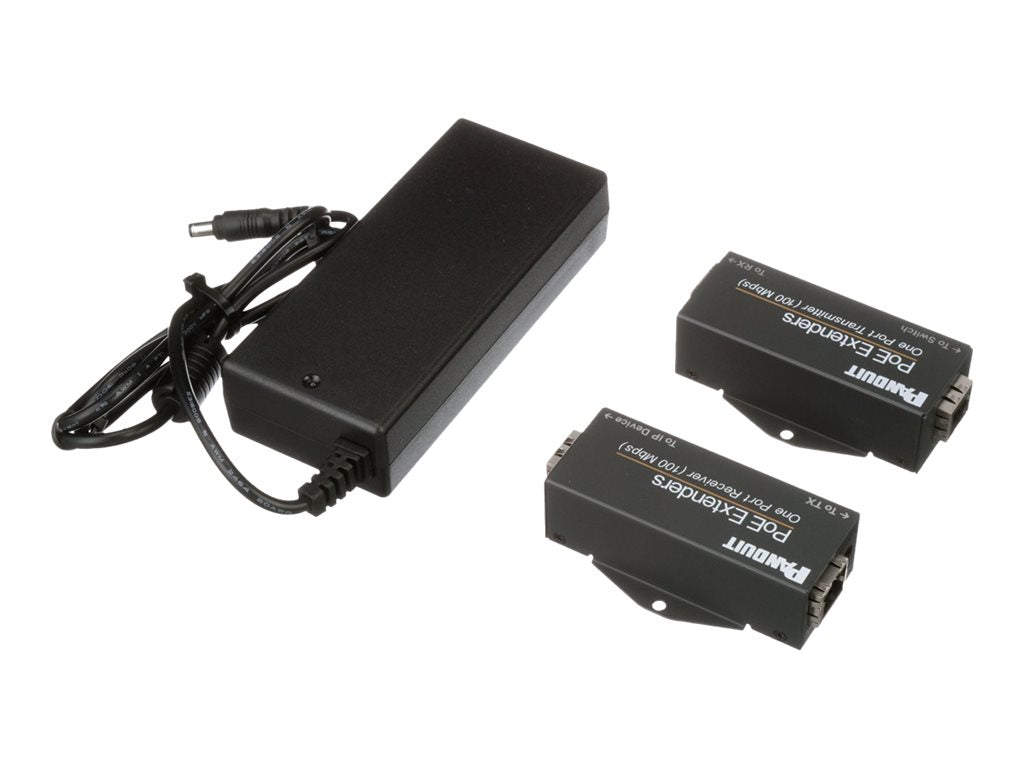 Panduit PoE Extender - Transmitter and receiver - network extender - 100Mb LAN - 10Base-T, 100Base-TX - 1 ports - up to 2000 POEXKIT1-NP