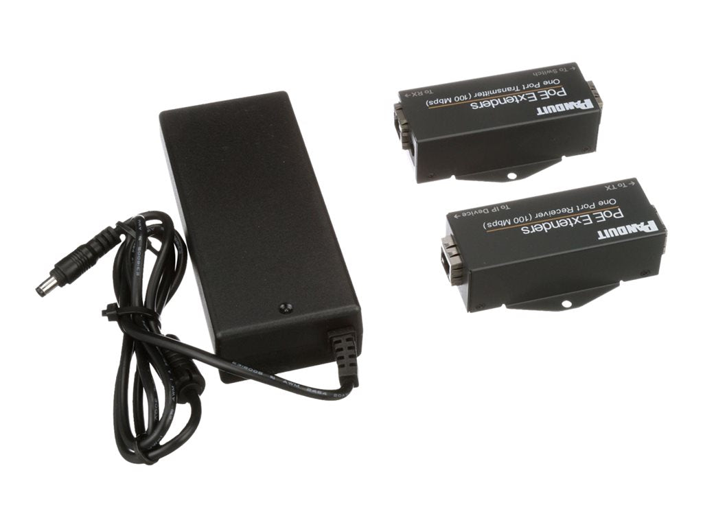 Panduit PoE Extender - Transmitter and receiver - network extender - 100Mb LAN - 10Base-T, 100Base-TX - 1 ports - up to 2000 POEXKIT1-NP