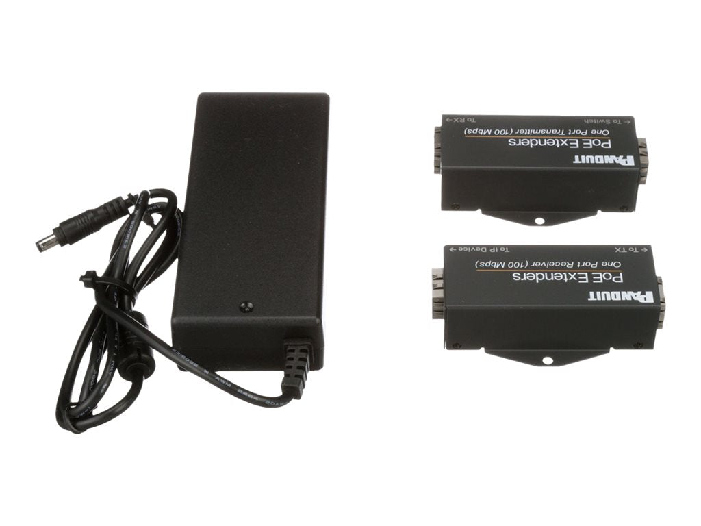 Panduit PoE Extender - Transmitter and receiver - network extender - 100Mb LAN - 10Base-T, 100Base-TX - 1 ports - up to 2000 POEXKIT1-NP