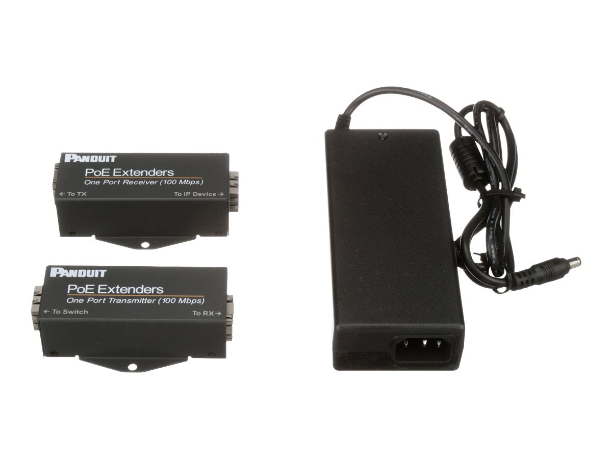 Panduit PoE Extender - Transmitter and receiver - network extender - 100Mb LAN - 10Base-T, 100Base-TX - 1 ports - up to 2000 POEXKIT1-NP