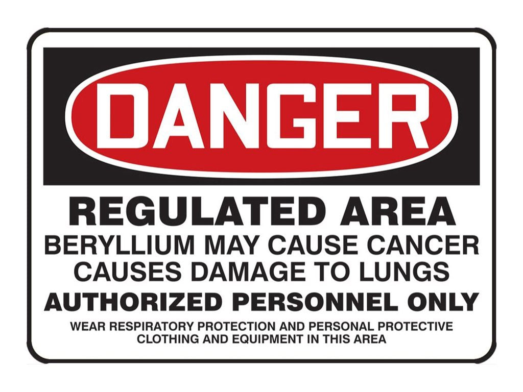 Panduit - Sign - danger / restricted area / authorized employees only / beryllium - rectangular - 14 in x 10 in - polyethylene PRS1014D7345