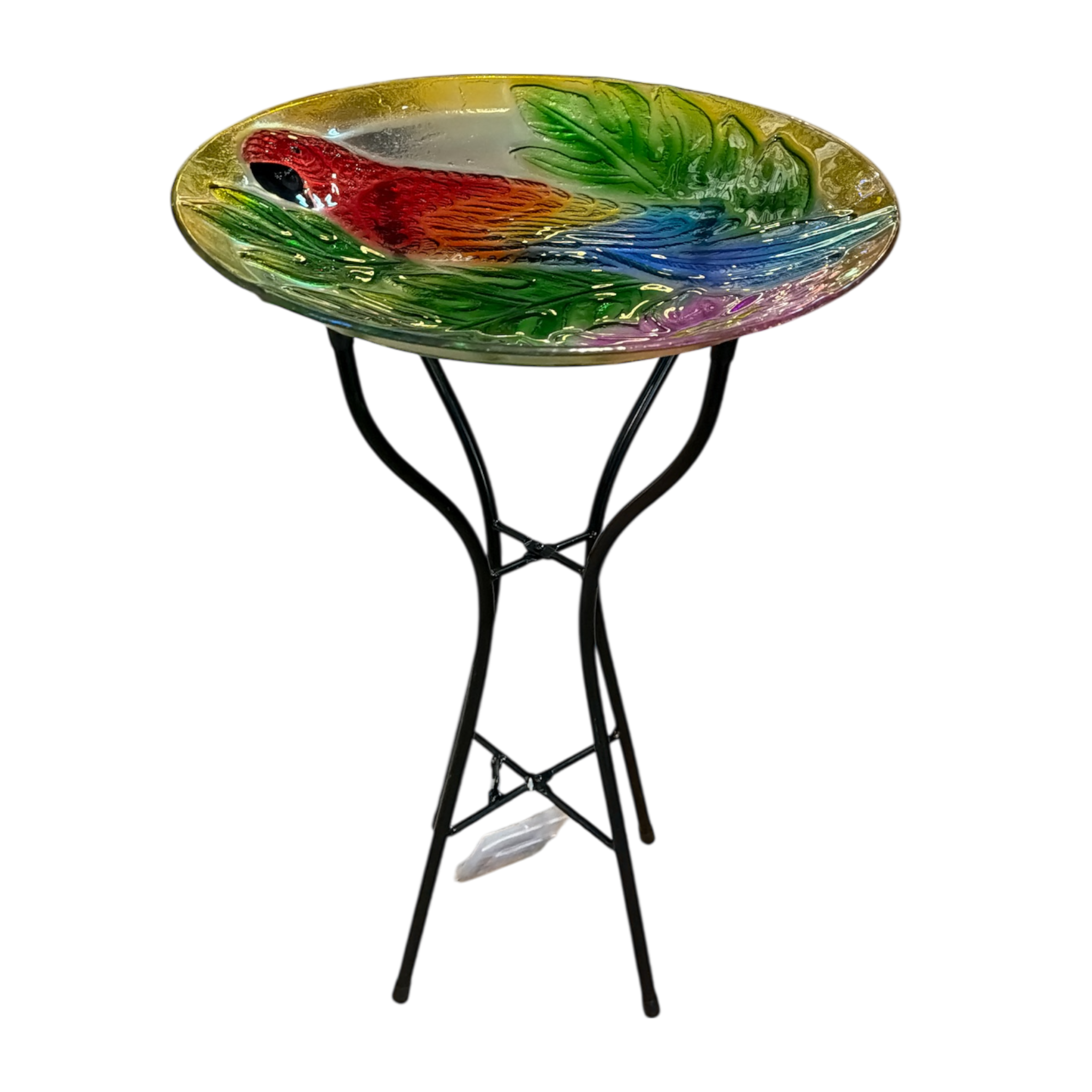 Parrot  Fused Glass Bird Bath