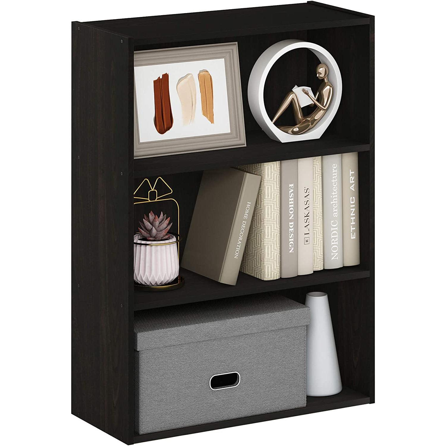 Pasir 3 Tier Open Shelf Bookcase In Espresso Finish