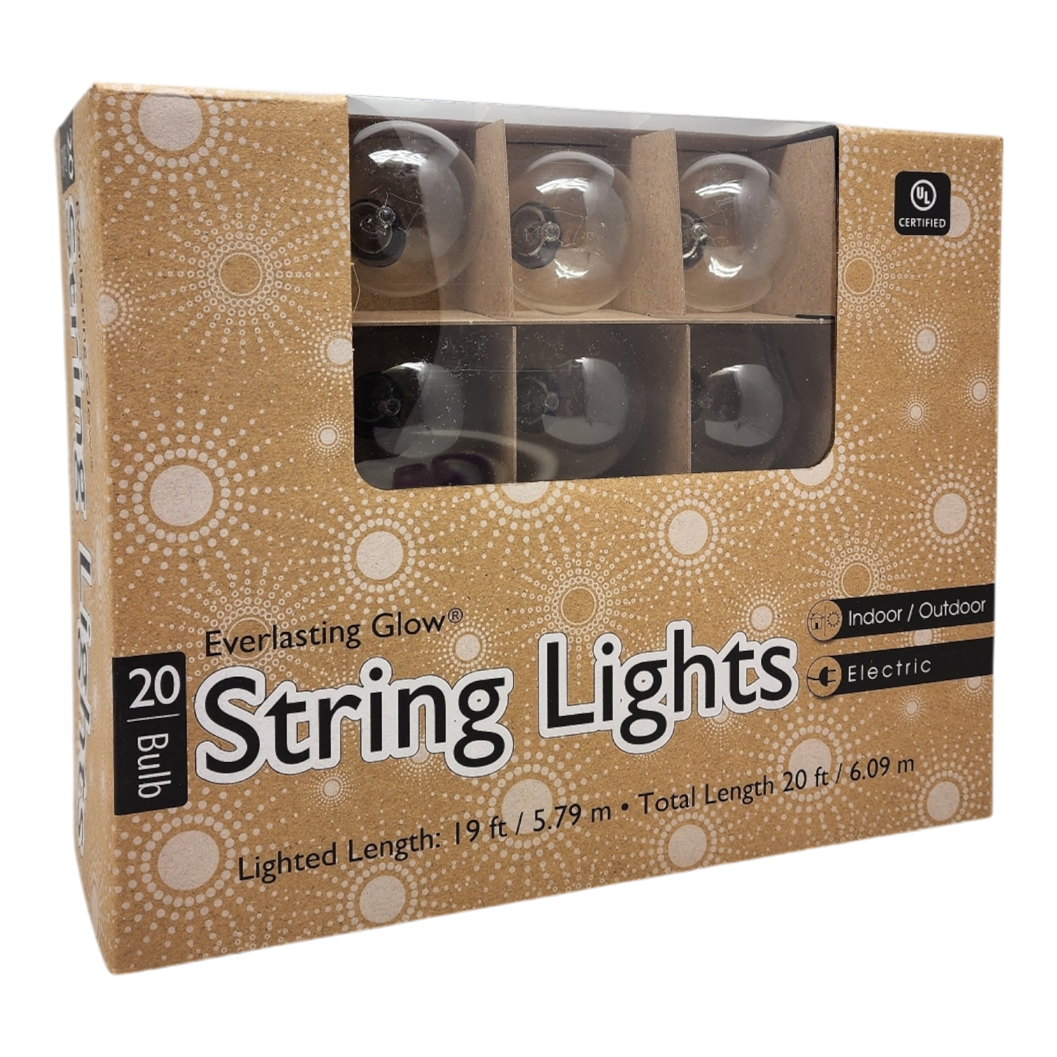 Patio Light Set - 20 G40 Bulbs on Brown Wire