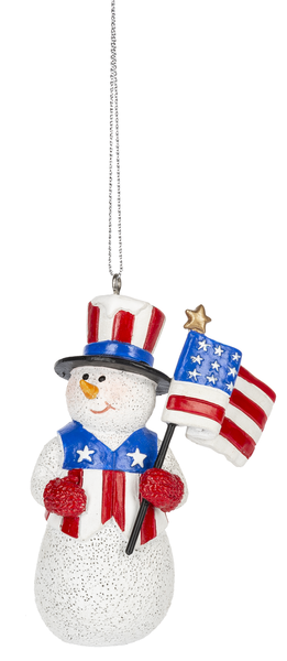 Patriotic Snowman Ornament -