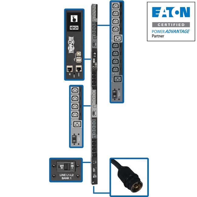 Pdu 3-Phase Monitored 24 C13 6 C19 208/240V L21-30P 10Kw 0U Taa