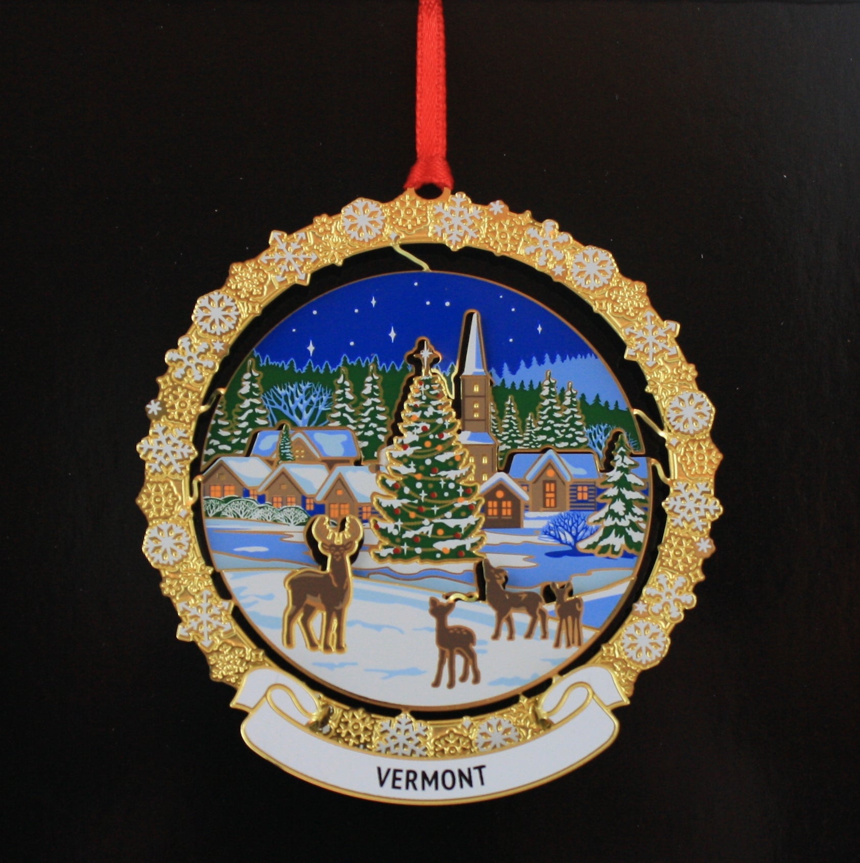 Peaceful Village Collectible Brass Ornament