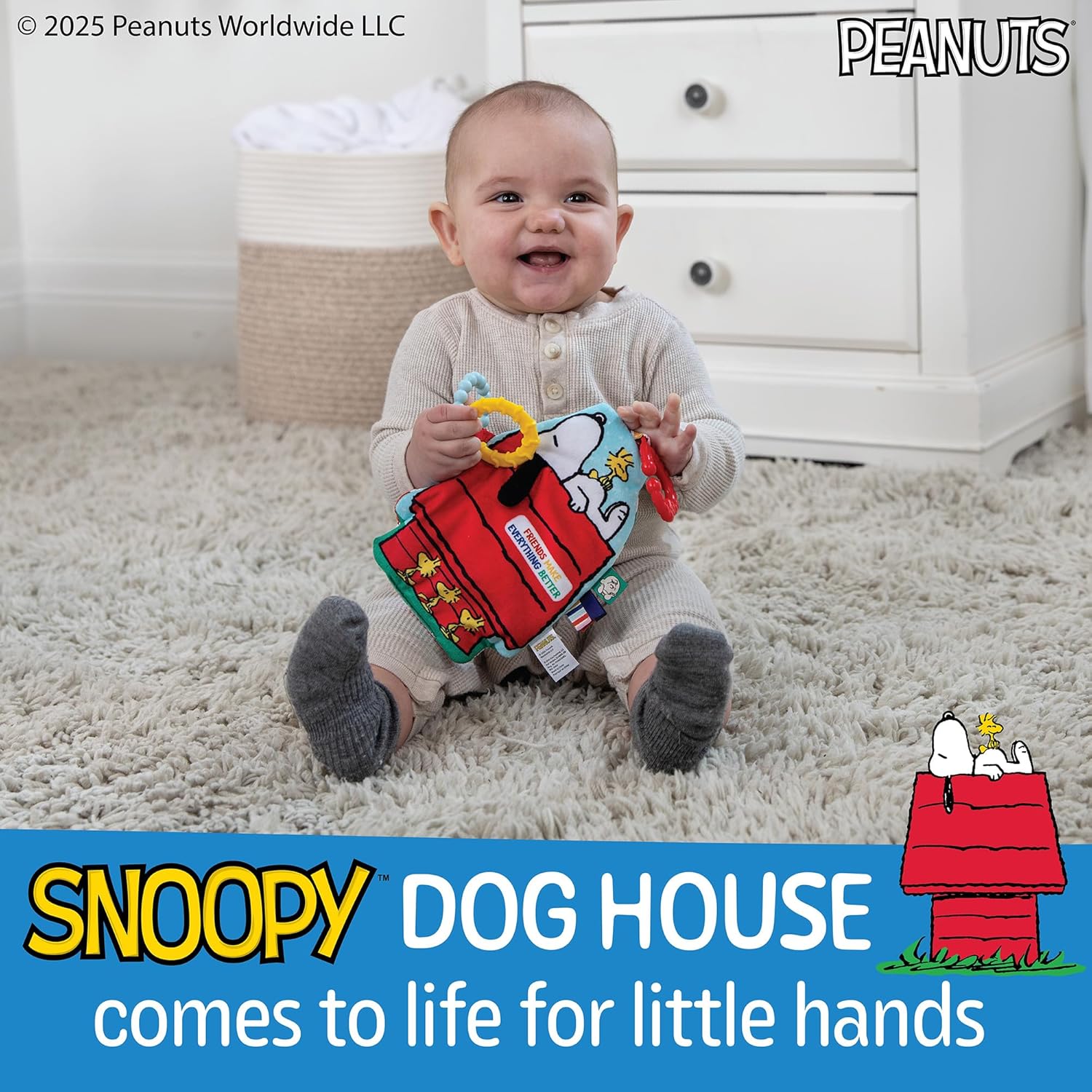 Peanuts Snoopy- On-The-Go Sensory Crinkle Teether Toys