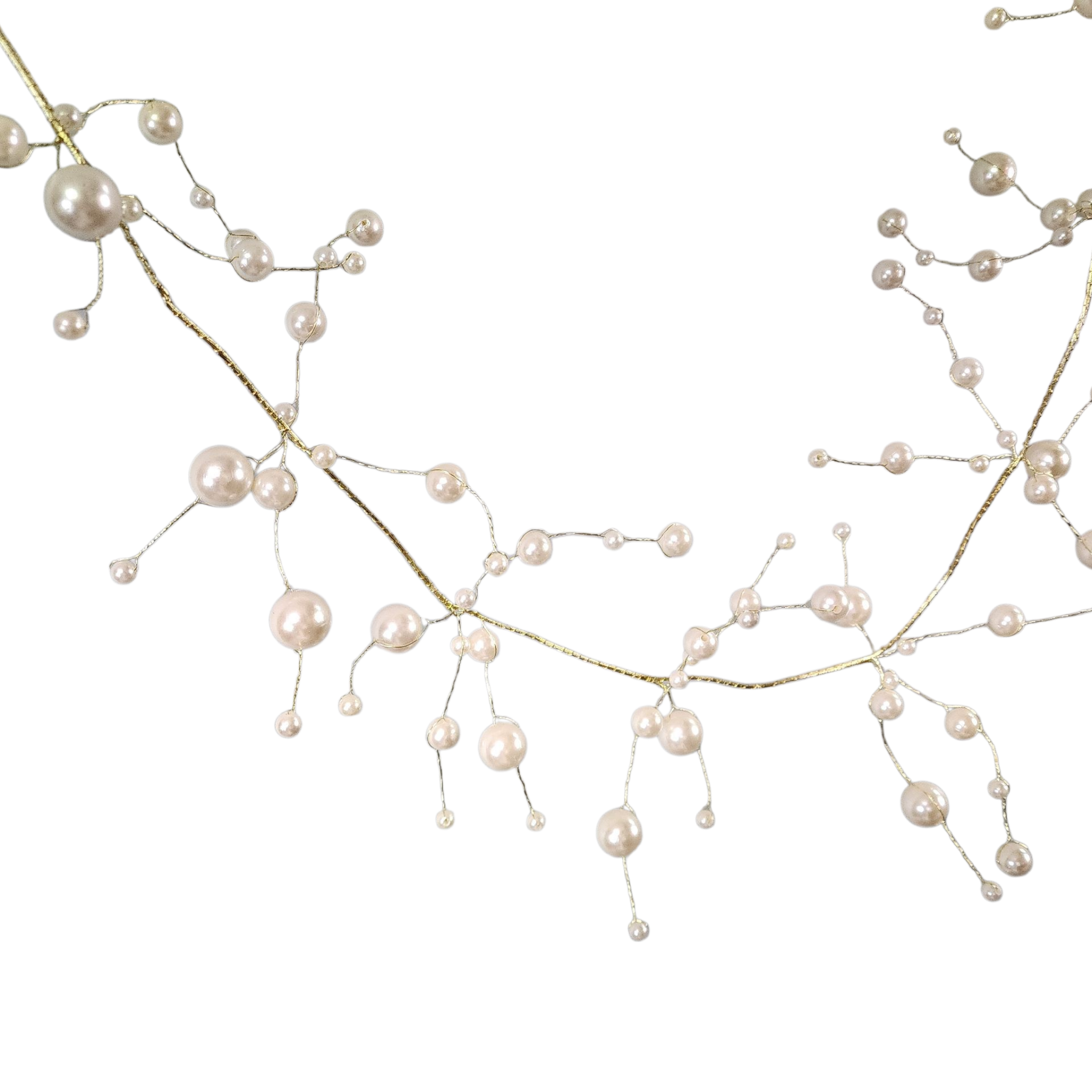Pearl Beads With Gold Wire Garland - 5 Foot