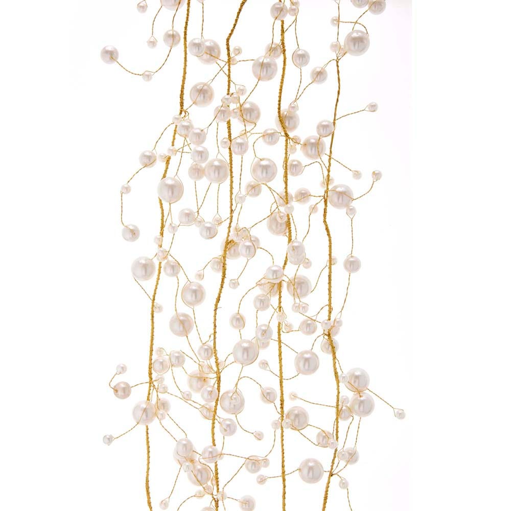 Pearl Beads With Gold Wire Garland - 5 Foot