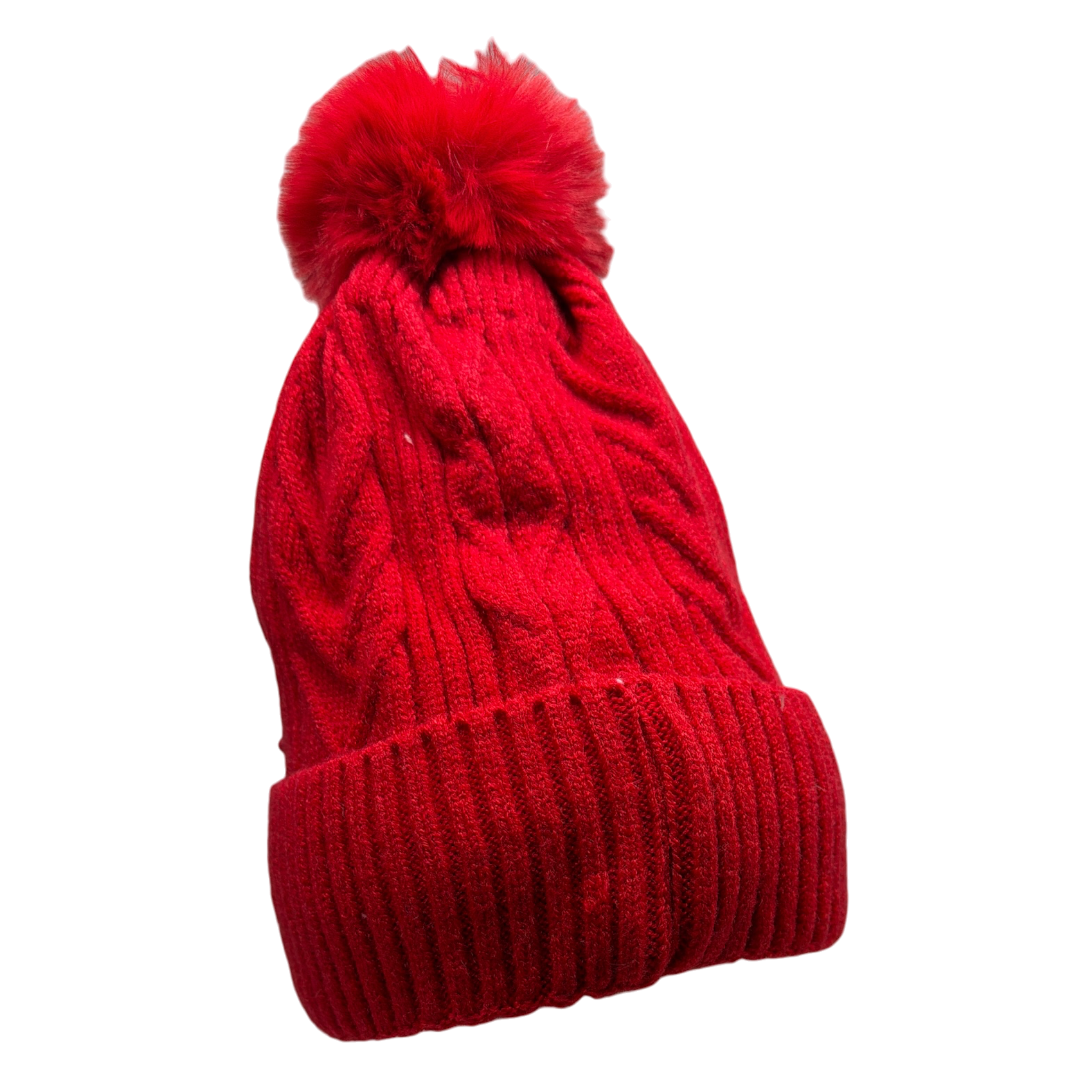 Pearl Chevron Knit Hat - Red