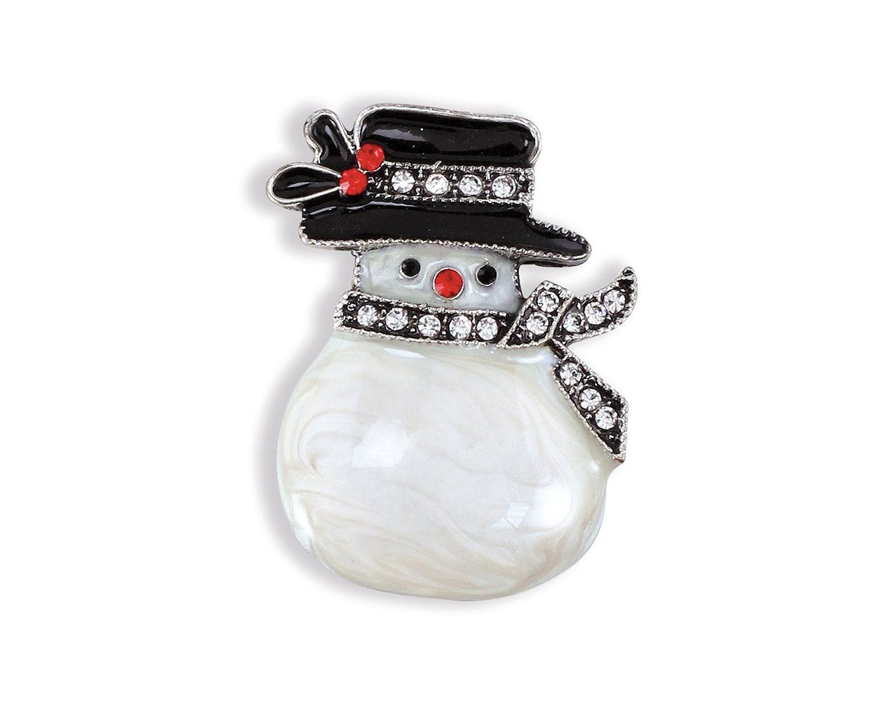 Pearlized Snowlady with Crystals Pin