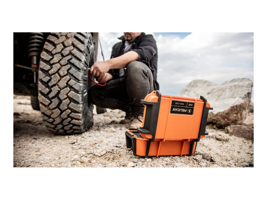 Pelican R60 - Hard case - rugged - acrylonitrile butadiene styrene (ABS), polycarbonate (PC), thermoplastic rubber, stainless RKR600-0000-OR