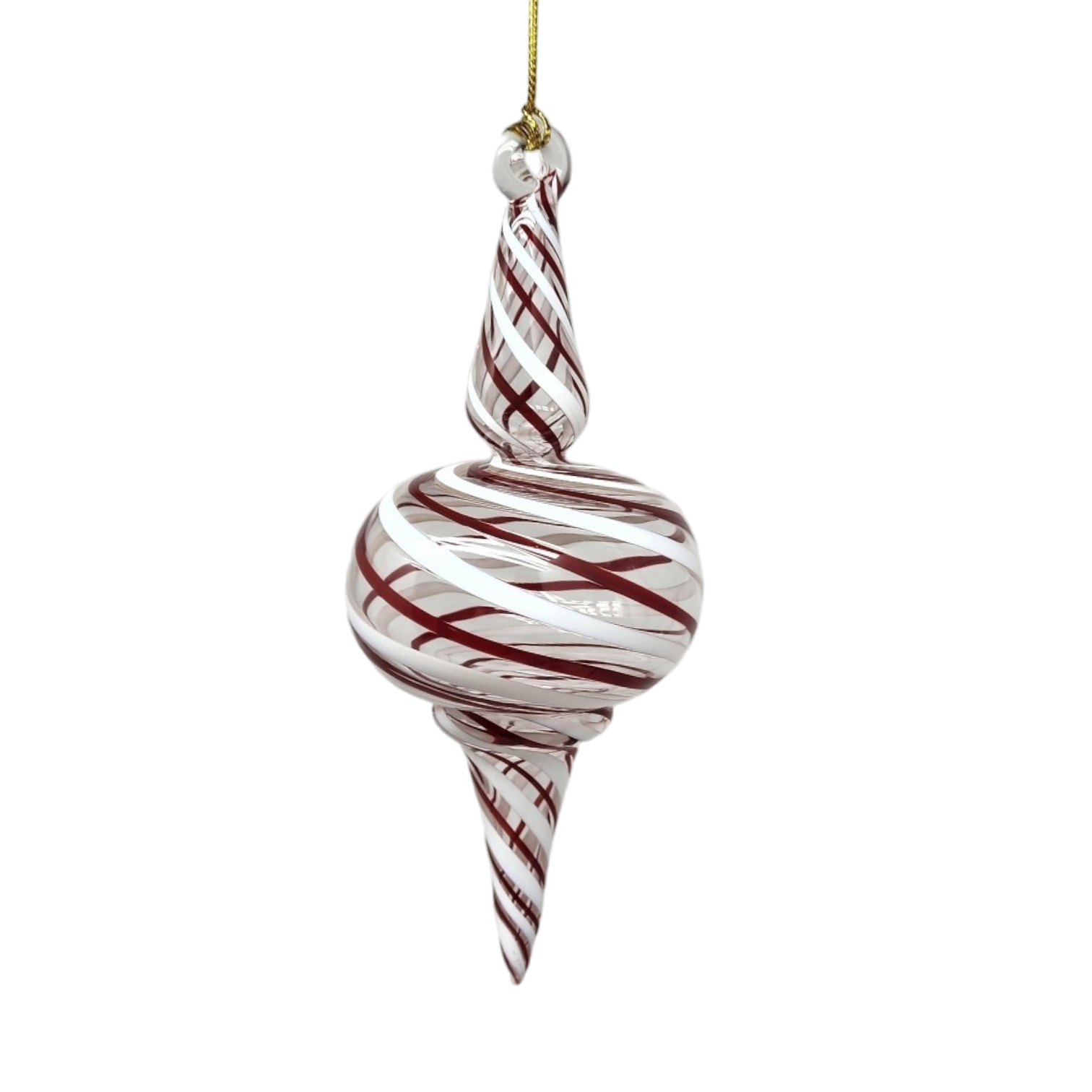 Peppermint Striped Spire Glass Ornament