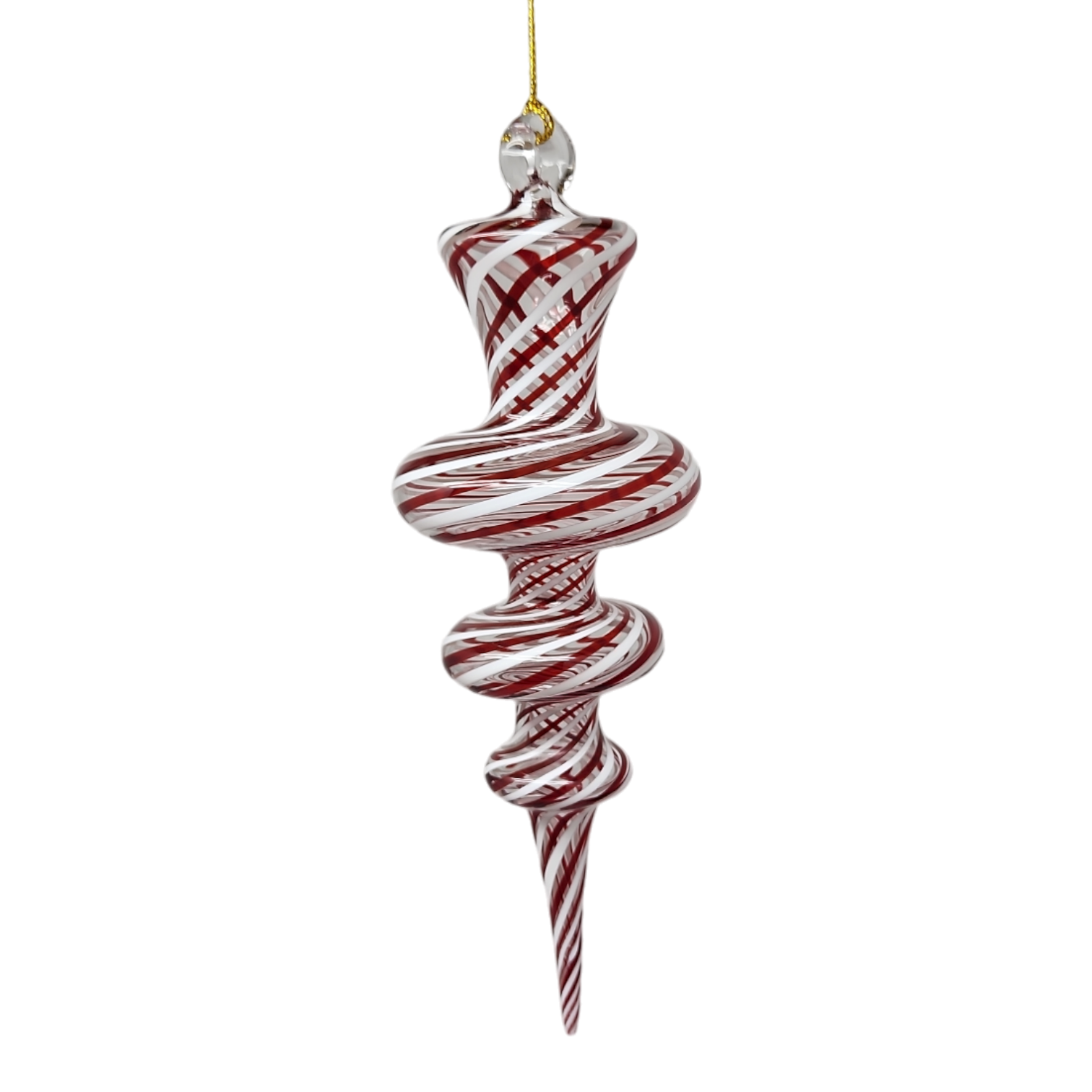 Peppermint Swirl - 3 Torus - Egyptian Glass Ornament