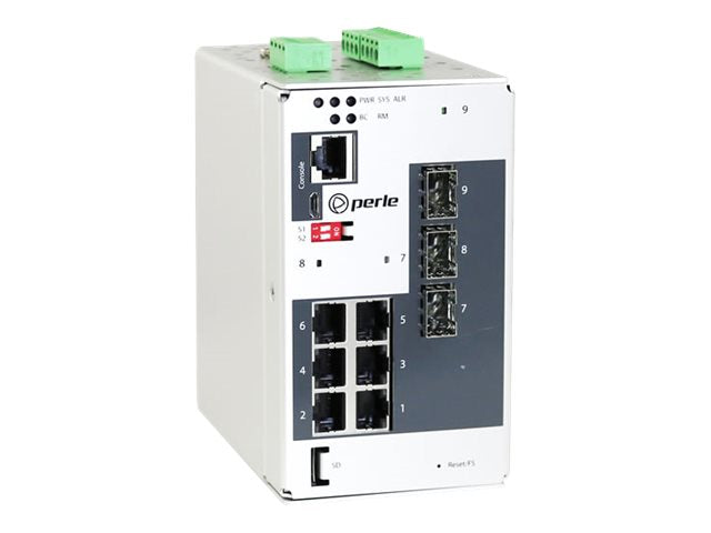 Perle IDS-409-3SFP-XT - Switch - managed - 6 x 10/100/1000 + 3 x Gigabit SFP - DIN rail mountable - AC 24 V / DC