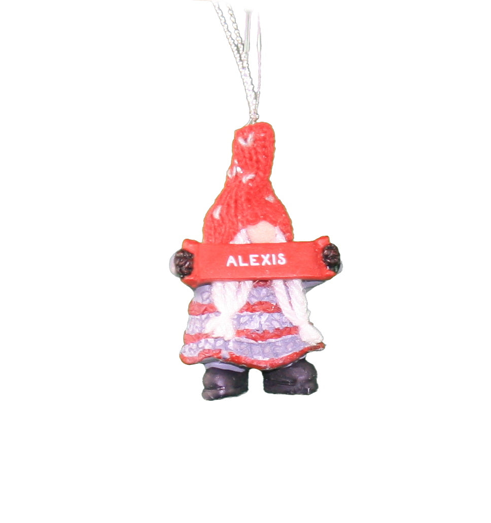 Personalized Gnome Ornament (Letters A-I) - Alexis