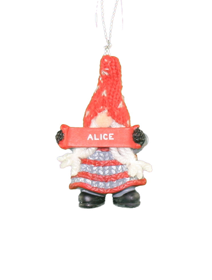 Personalized Gnome Ornament (Letters A-I) - Alice