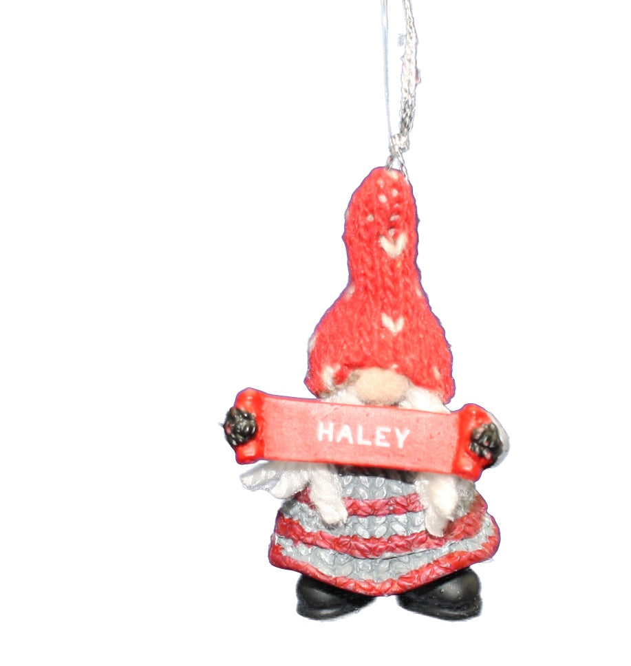 Personalized Gnome Ornament (Letters A-I) - Haley